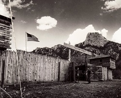 1955 - The Stockade fort underneath the Tooth of Time.  Unfortunately this one burned but it was rebuilt.