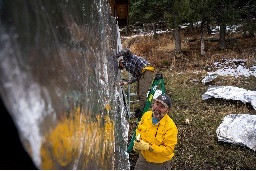 Wrapping the staff cabin, April 27, 2022