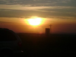 Sunrise from homebound tent city