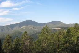 View of Black and Bear Mountains from the south-side trail of Midnight Mesa (note Window Rock also visible)