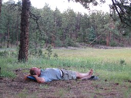 Taking a break at Upper Bench