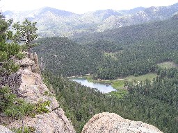 View of Cimarroncito Reservoir from Window Rock